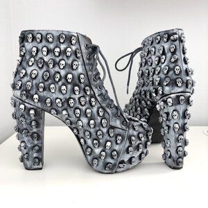 Jeffrey Campbell Blue Lita Lace-Up Heeled Platform Boots Women’s Size 7 Shoes
